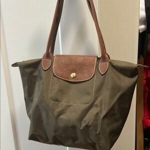 Longchamp Brown Tote with Classic Design and Leather Trim